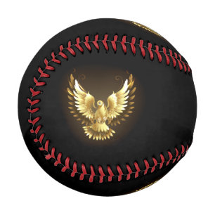 Faux Gold Foil Peace Dove on Black Baseball