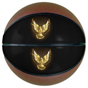 Faux Gold Foil Peace Dove on Black Basketball
