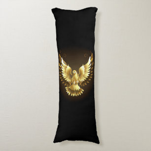 Faux Gold Foil Peace Dove on Black Body Cushion