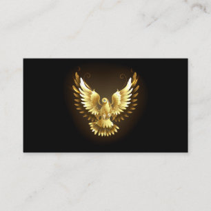 Faux Gold Foil Peace Dove on Black Business Card