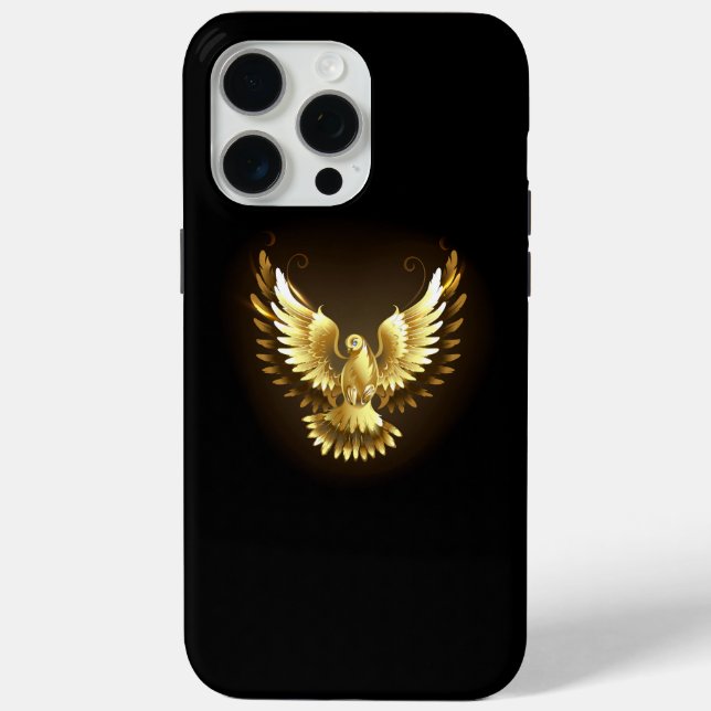 Faux Gold Foil Peace Dove on Black Case-Mate iPhone Case (Back)