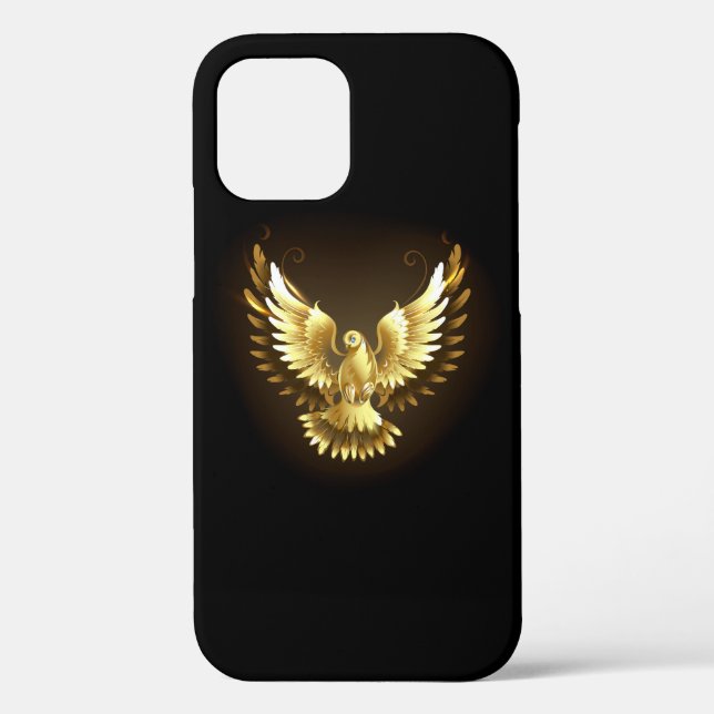 Faux Gold Foil Peace Dove on Black Case-Mate iPhone Case (Back)