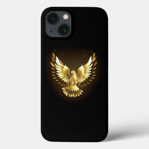 Faux Gold Foil Peace Dove on Black iPhone 13 Case