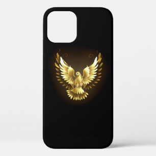 Faux Gold Foil Peace Dove on Black iPhone 12 Case
