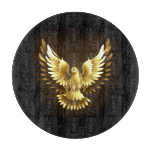 Faux Gold Foil Peace Dove on Black Cutting Board