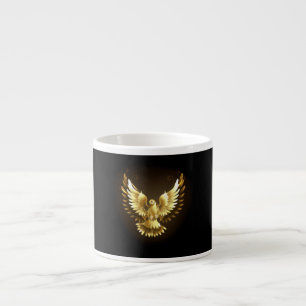 Faux Gold Foil Peace Dove on Black Espresso Cup