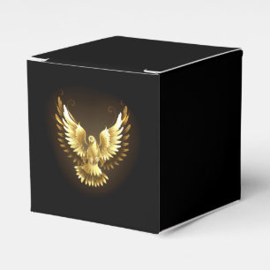 Faux Gold Foil Peace Dove on Black Favour Box