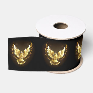 Faux Gold Foil Peace Dove on Black Grosgrain Ribbon