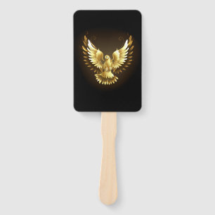 Faux Gold Foil Peace Dove on Black Hand Fan