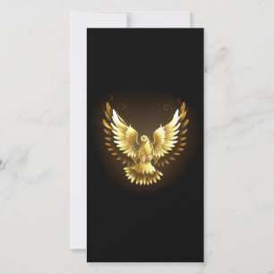Faux Gold Foil Peace Dove on Black Holiday Card