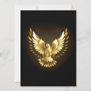 Faux Gold Foil Peace Dove on Black Holiday Card
