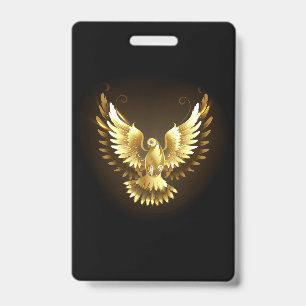 Faux Gold Foil Peace Dove on Black ID Badge