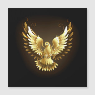 Faux Gold Foil Peace Dove on Black Magnetic Invitation