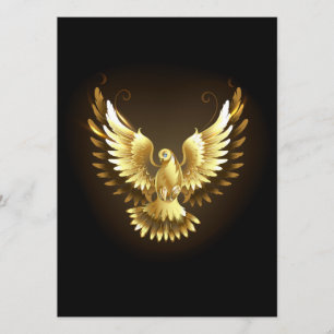 Faux Gold Foil Peace Dove on Black Menu