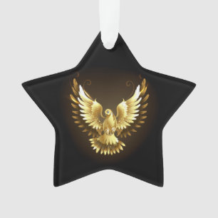 Faux Gold Foil Peace Dove on Black Ornament