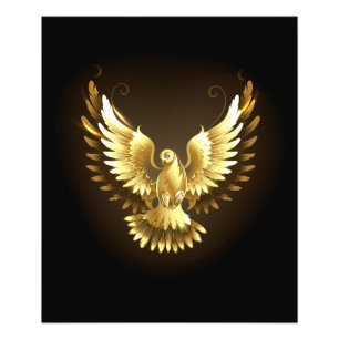 Faux Gold Foil Peace Dove on Black Photo Print