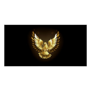 Faux Gold Foil Peace Dove on Black Poster