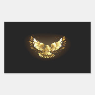 Faux Gold Foil Peace Dove on Black Rectangular Sticker