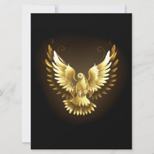 Faux Gold Foil Peace Dove on Black Save The Date