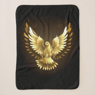 Faux Gold Foil Peace Dove on Black Sherpa Blanket