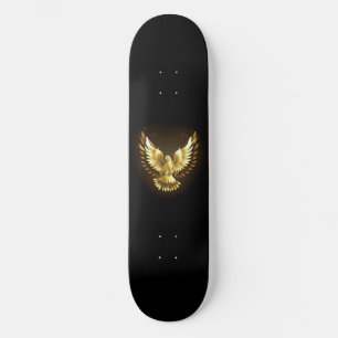 Faux Gold Foil Peace Dove on Black Skateboard