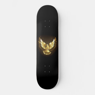 Faux Gold Foil Peace Dove on Black Skateboard