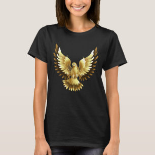 Faux Gold Foil Peace Dove on Black T-Shirt