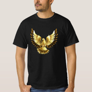 Faux Gold Foil Peace Dove on Black T-Shirt
