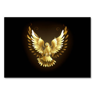 Faux Gold Foil Peace Dove on Black Table Number