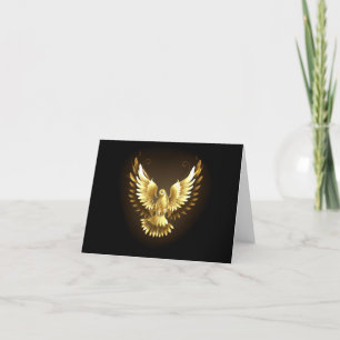 Faux Gold Foil Peace Dove on Black Thank You Card