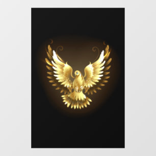 Faux Gold Foil Peace Dove on Black Window Cling