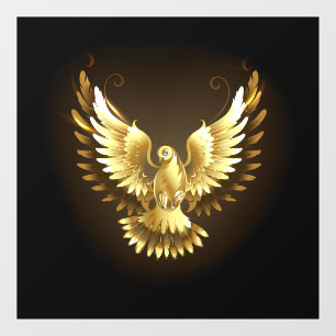 Faux Gold Foil Peace Dove on Black Window Cling