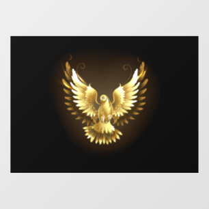 Faux Gold Foil Peace Dove on Black Window Cling