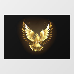 Faux Gold Foil Peace Dove on Black Window Cling