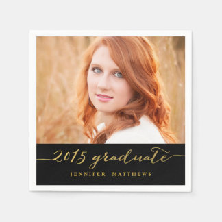 Faux Gold Foil Photo | Graduate Paper Napkins