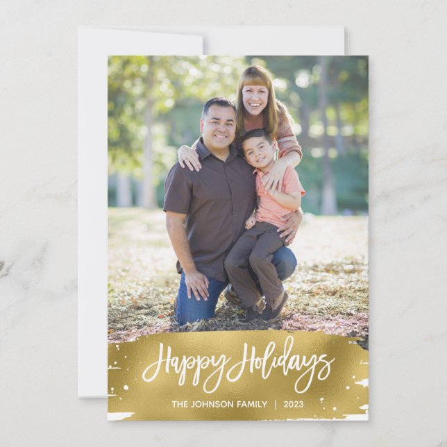 Faux Gold Foil Photo Holiday Cards One Picture (Front)