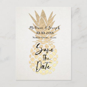 FAUX gold foil pineapple save the date Announcement Postcard