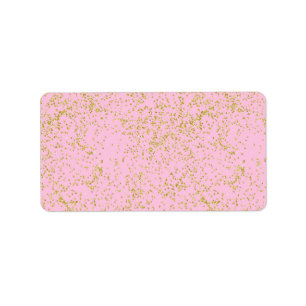 Faux Gold Foil Pink Background Sprinkle Glitter Label