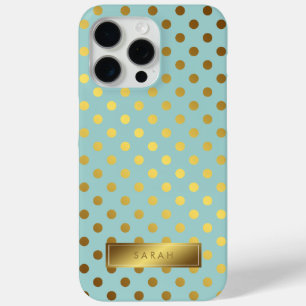 Faux Gold Foil Polka Dots Pattern Personalised iPhone 15 Pro Max Case