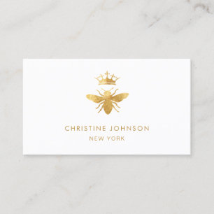 faux gold foil queen bee business card