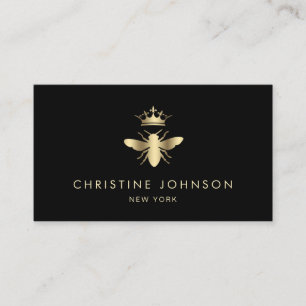 faux gold foil Queen bee logo Business Card
