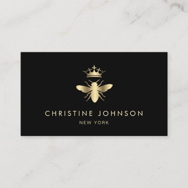 faux gold foil Queen bee logo Business Card (Front)