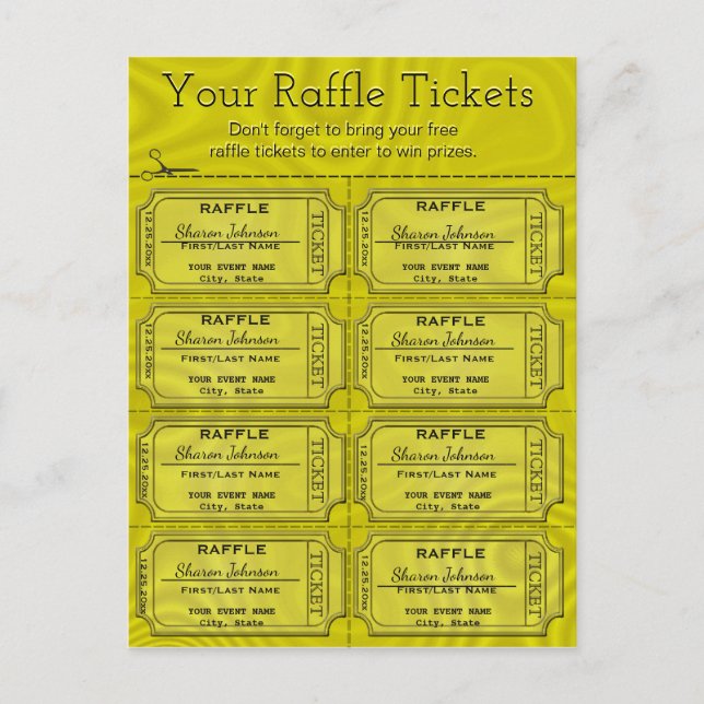 Faux Gold Foil Raffle Tickets Postcard (Front)