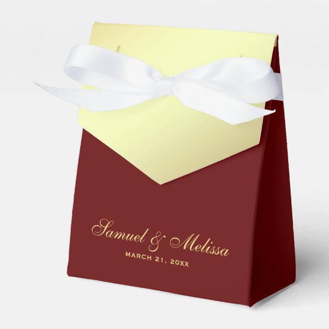 Faux Gold Foil Red Wedding Favour Box (Front Side)