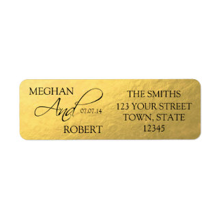 Faux Gold Foil Save the Date Bride Groom Adress