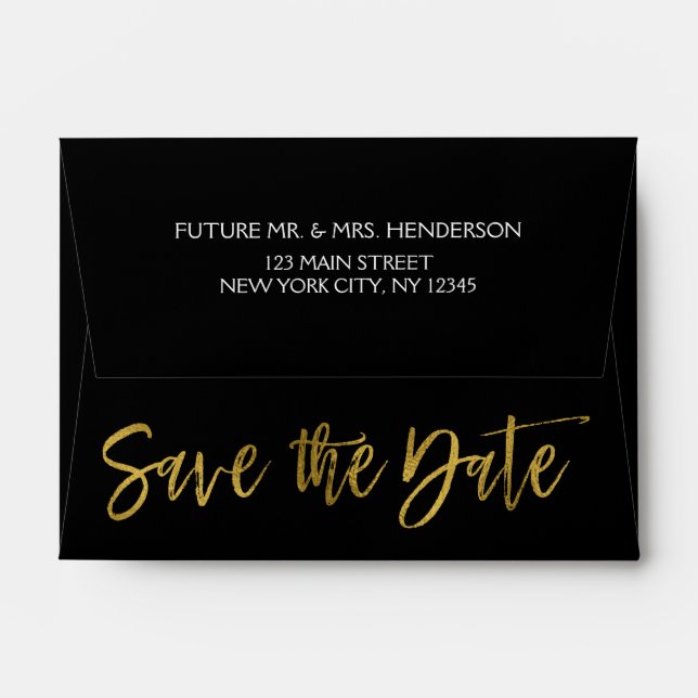 Faux Gold Foil Save the Date Envelope (Back (Top Flap))