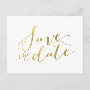 Faux Gold Foil Save the Date Postcard