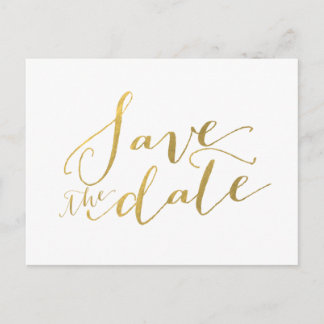 Faux Gold Foil Save the Date Postcard
