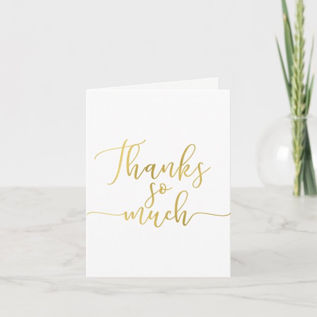 Faux Gold Foil Script Thank You Thanks So Much (Front)