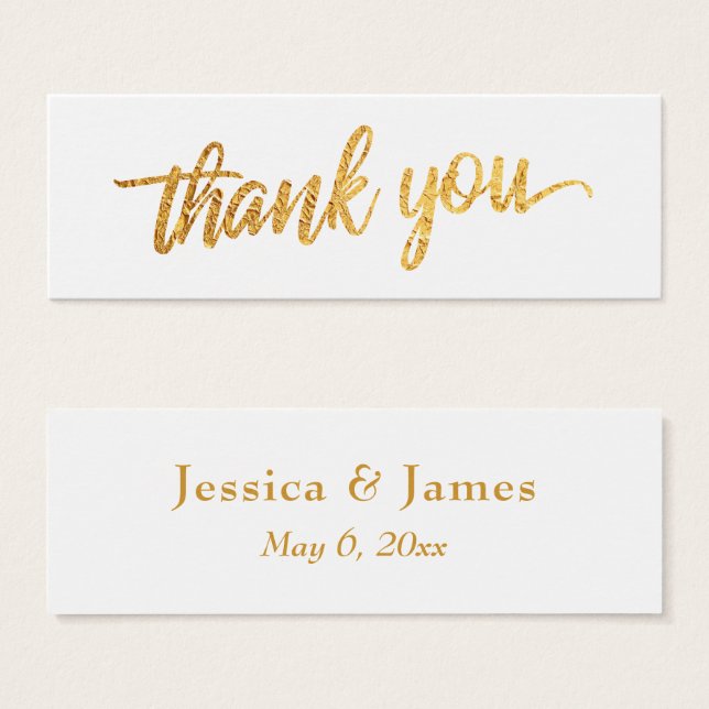 Faux Gold Foil Script Thank You Wedding Favour (Front & Back)